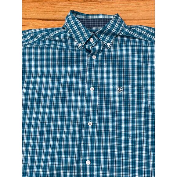 Ariat Men's L Blue Shirt Cotton Button-Down Cowboy Ranch Casual Western - Picture 3 of 13